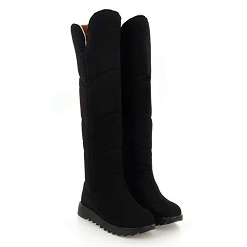 MrTom Botas Mujer Altas sobre La Rodilla de Piel Botas De Pantorrilla Equitación Biker Moto Otoño Invierno Zapatos De Tacón Alto Calzado de Trabajo Fiesta Casual Damas Negro Marrón - a009