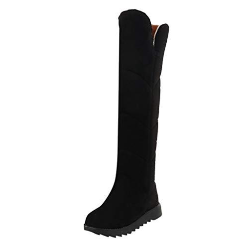 MrTom Botas Mujer Altas sobre La Rodilla de Piel Botas De Pantorrilla Equitación Biker Moto Otoño Invierno Zapatos De Tacón Alto Calzado de Trabajo Fiesta Casual Damas Negro Marrón - a009