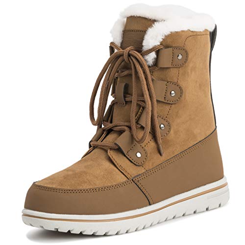 Mujer Acolchado Corto Nieve Invierno Piel Sintética Calentar Durable Impermeable Botas - 9 - TAN42 AYC0522