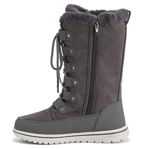 Mujer Alto Durable Piel Sintética Invierno Lluvia Nieve Impermeable Al Aire Libre Becerro Botas - 6 - GRE39 AYC0531