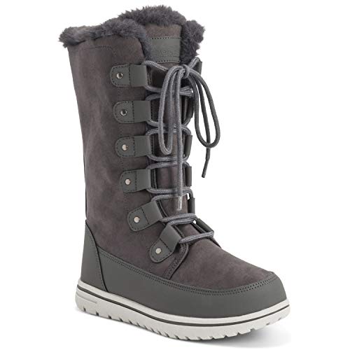 Mujer Alto Durable Piel Sintética Invierno Lluvia Nieve Impermeable Al Aire Libre Becerro Botas - 6 - GRE39 AYC0531