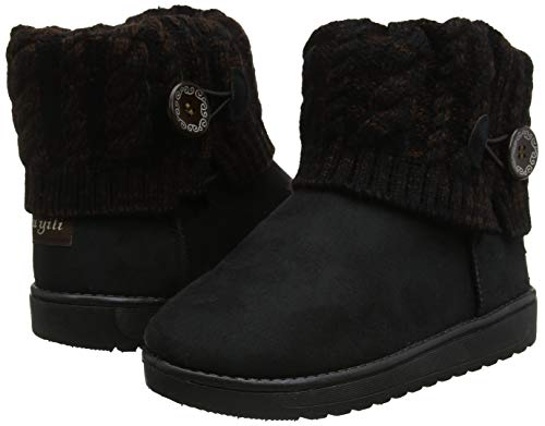 Mujer Botas De Nieve De Punto Unidas para Mujer Negro/Marrón 39.5 (Talla de Suela es Asiática 41)