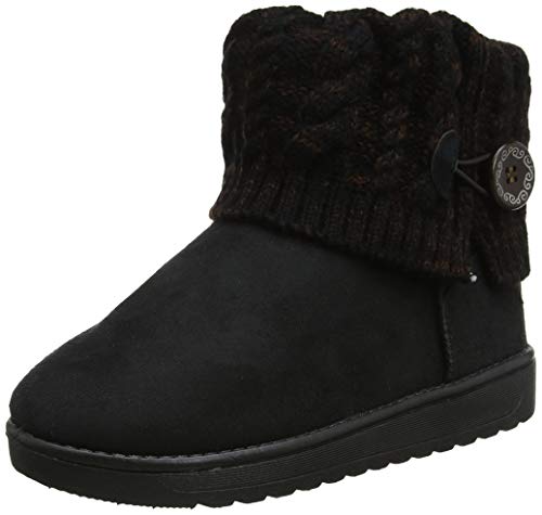 Mujer Botas De Nieve De Punto Unidas para Mujer Negro/Marrón 39.5 (Talla de Suela es Asiática 41)