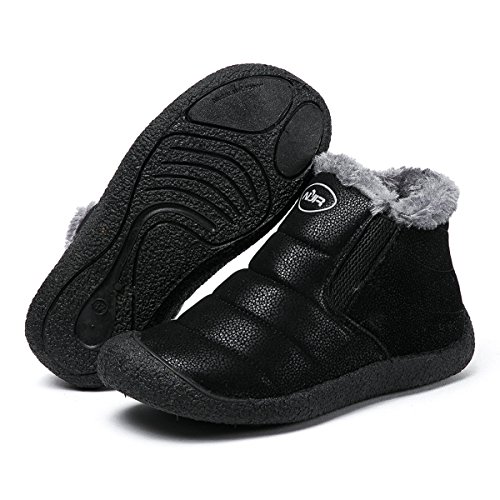 Mujer Botas de Nieve Zapatos, Gracosy Impermeables Calientes Botines Forradas Cortas Tobillo Boots Planas Invierno Zapatos Cortas Fur Aire Libre Boots Botines, Negro (Negro), 39 EU