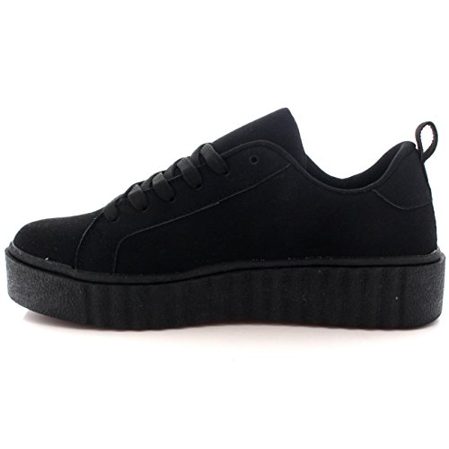 Mujer Fornido Creepers Plataforma Ata para Arriba Zapatillas Zapatos Entrenadores - Negro - UK8/EU41 - BS0131