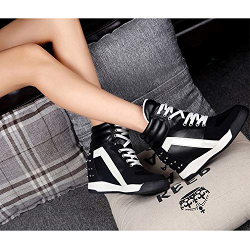 Mujer Zapatos Altas, Moda Tacón Alto de Cuña Zapatillas Deportivas Mujeres Respirable Wedge Casuales Al Aire Libre Zapatos Sneakers con Cordones