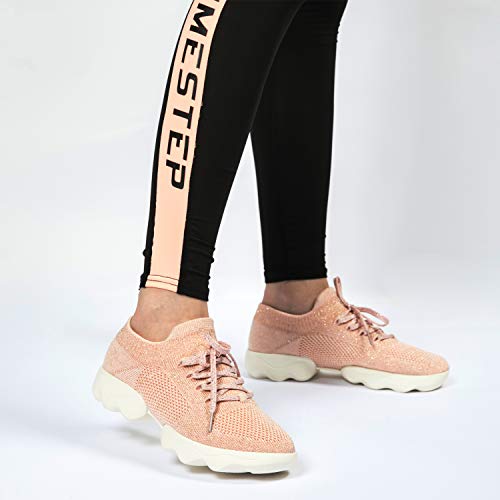 Mujer Zapatos de Baile Zapatillas de Baile Modernos Zapatos Deportivos Gym Cómodas y Transpirables Rosado 37