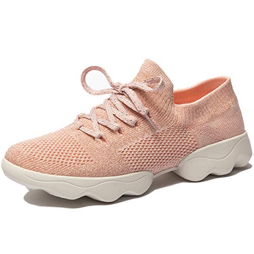 Mujer Zapatos de Baile Zapatillas de Baile Modernos Zapatos Deportivos Gym Cómodas y Transpirables Rosado 37