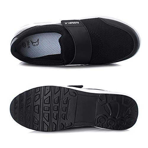 Mujer Zapatos de Plataforma Zapatillas Mocasines de Marcha nórdica de cuña ortopédicas con cojín de Aire Negro 37 EU