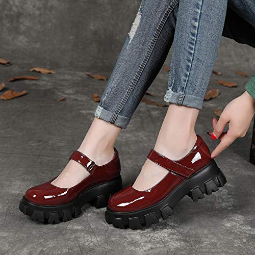 Mujeres Plataforma Mary Jane Zapatos Charol Hebilla Correa Lolita Cosplay usable Transpirable Color sólido Zapatos de Vestir para Fiesta