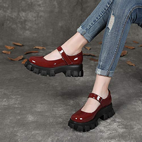 Mujeres Plataforma Mary Jane Zapatos Charol Hebilla Correa Lolita Cosplay usable Transpirable Color sólido Zapatos de Vestir para Fiesta