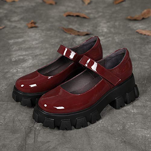 Mujeres Plataforma Mary Jane Zapatos Charol Hebilla Correa Lolita Cosplay usable Transpirable Color sólido Zapatos de Vestir para Fiesta