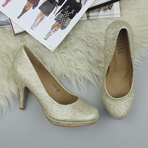 Mujeres tacón Medio Alto Elegante Boda Dama de Honor Noche Fiesta Plataforma Zapatos de salón número 3 36