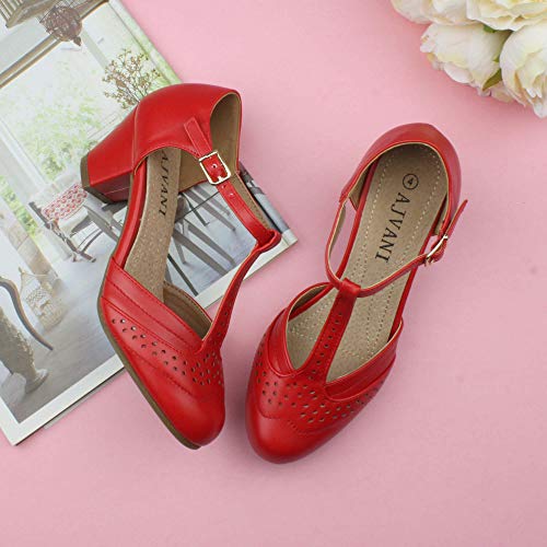 Mujeres tacón Medio bajo Hierro en t Merceditas cómodo Zapatos de salón Sandalias número 8 41