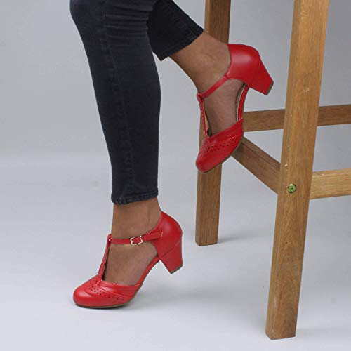 Mujeres tacón Medio bajo Hierro en t Merceditas cómodo Zapatos de salón Sandalias número 8 41