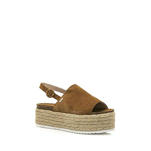 MUSTANG - Sandalia Plataforma Esparto Cuero para Mujer Color: Cuero Talla: 41
