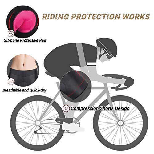 “N/A” Pantalones Cortos de Ciclismo para Mujer, Acolchados 3D, para Montar en Bicicleta - Negro - Medium