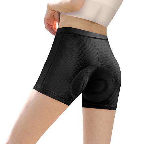 “N/A” Pantalones Cortos de Ciclismo para Mujer, Acolchados 3D, para Montar en Bicicleta - Negro - Medium