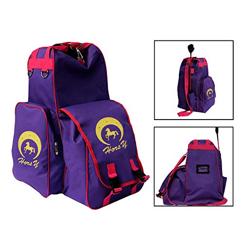 #N/A/a Mochila Ecuestre portátil Casco de Montar a Caballo Botas Bolsa de Pantalones para Deportes al Aire Libre - Púrpura