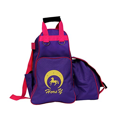 #N/A/a Mochila Ecuestre portátil Casco de Montar a Caballo Botas Bolsa de Pantalones para Deportes al Aire Libre - Púrpura