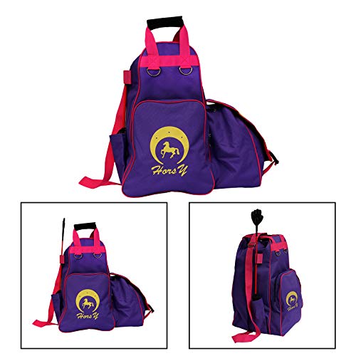 #N/A/a Mochila Ecuestre portátil Casco de Montar a Caballo Botas Bolsa de Pantalones para Deportes al Aire Libre - Púrpura