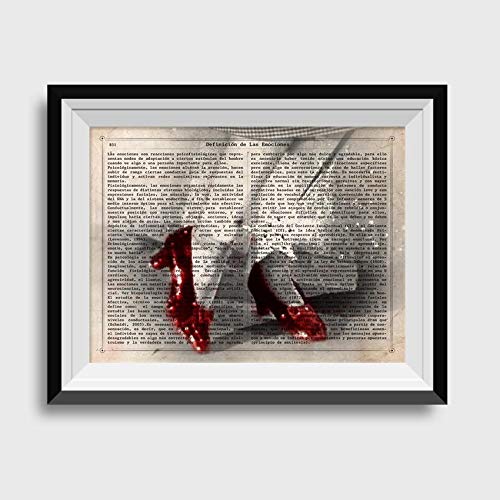 Nacnic Poster de El Mago de Oz y los zapatos de Dorothy. Láminas de cine antiguo de Hollywood. Diseño de cine vintage con definiciones. Tamaño A4 con marco