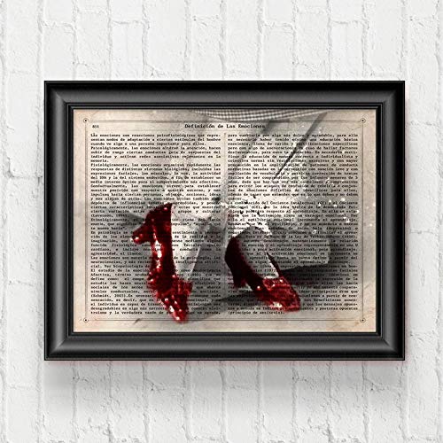 Nacnic Poster de El Mago de Oz y los zapatos de Dorothy. Láminas de cine antiguo de Hollywood. Diseño de cine vintage con definiciones. Tamaño A4 con marco