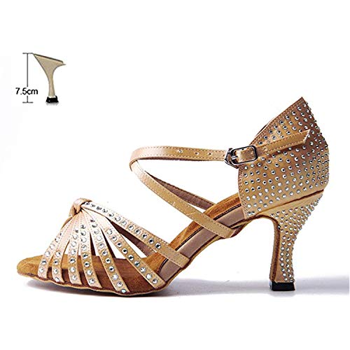Naudamp Zapatos Baile Latinos Mujer Diamante de Imitación Mujeres Salón de Baile Latino Zapatos Suela de Ante