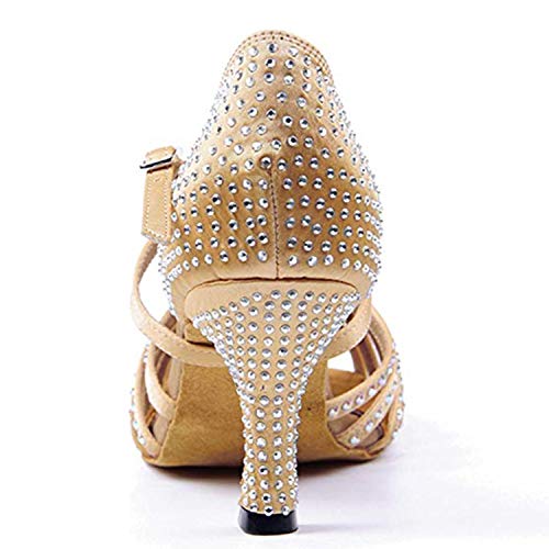 Naudamp Zapatos Baile Latinos Mujer Diamante de Imitación Mujeres Salón de Baile Latino Zapatos Suela de Ante