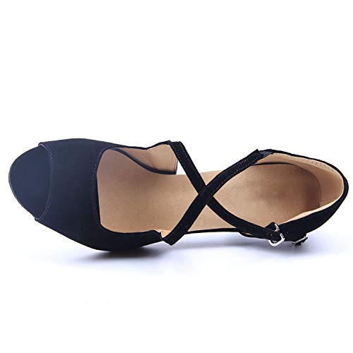 Naudamp Zapatos de Baile Latino de satén para Mujer Salón de Baile Salsa Tacón de Aguja Vals Tango Correa Cruzada Zapatos Peep Toe