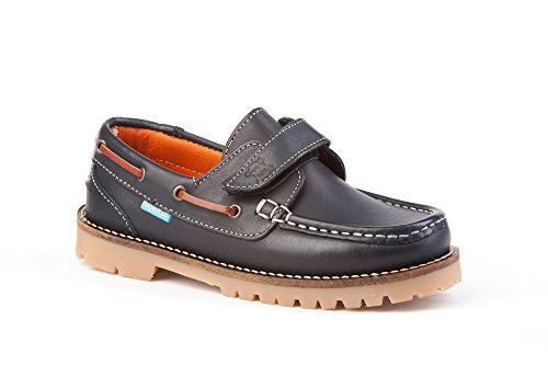 Nauticos para Niños Pull Todo Piel Piso Grueso mod.804. Calzado infantil Made in Spain, Garantia de Calidad. (35, Azul Marino)