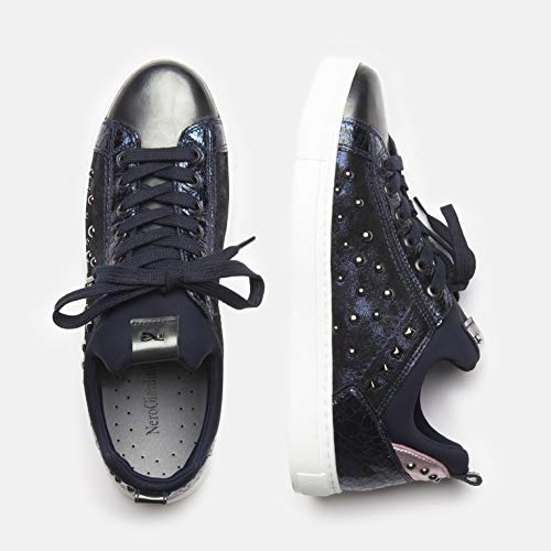 Nero Giardini A806653D - Zapatillas deportivas para mujer de piel, pintura y tejido técnico Gris Size: 37 EU