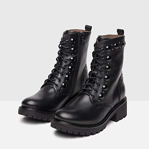 NeroGiardini A909823D Botas Militares Mujer De Piel - Negro 35 EU