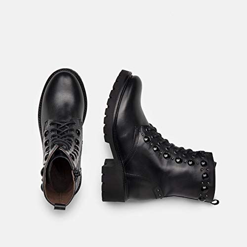 NeroGiardini A909823D Botas Militares Mujer De Piel - Negro 35 EU