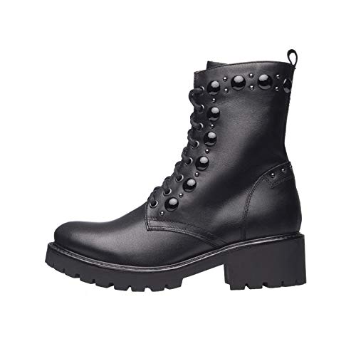 NeroGiardini A909823D Botas Militares Mujer De Piel - Negro 35 EU