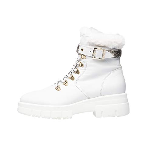 NeroGiardini A909844D Botas Militares Mujer De Piel Y Tela - Blanco 37 EU