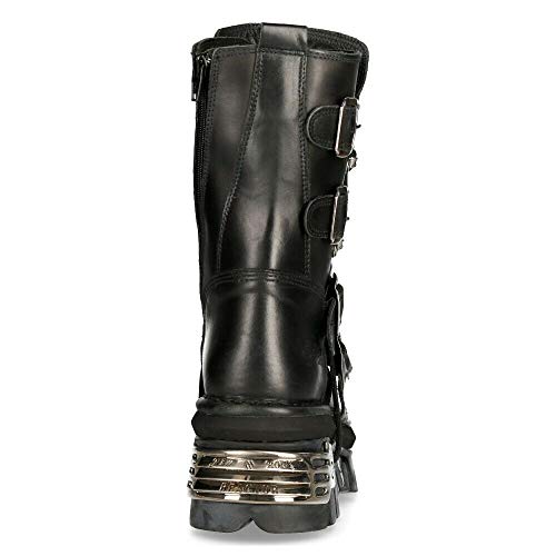 New Rock M.373-S4 Botas Reactor Góticas Unisex 100% Cuero Negro Metálico 36