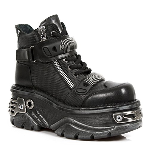 New Rock Metallic Negro Cuero Botas M.1065-S1, Talla 37 EU