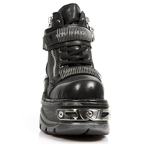 New Rock Metallic Negro Cuero Botas M.1065-S1, Talla 37 EU