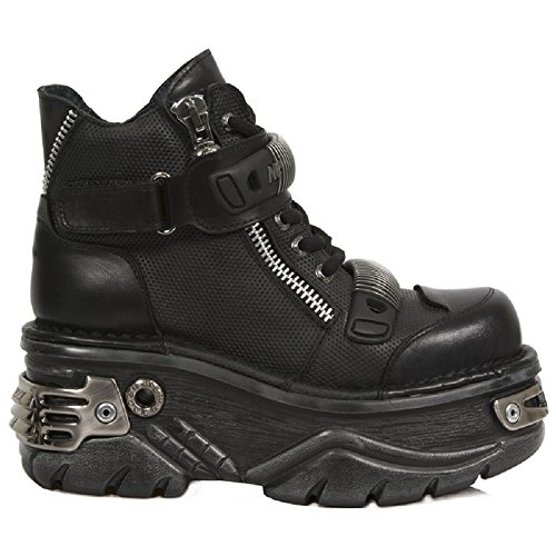 New Rock Metallic Negro Cuero Botas M.1065-S1, Talla 37 EU