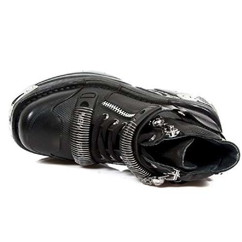 New Rock Metallic Negro Cuero Botas M.1065-S1, Talla 37 EU