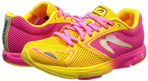 newtonrunning Distance 7, Zapatillas de Running para Mujer, Rosa (Pink/Yellow 001), 39 EU