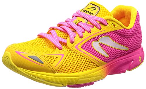 newtonrunning Distance 7, Zapatillas de Running para Mujer, Rosa (Pink/Yellow 001), 39 EU