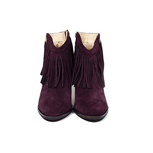 Nicole Mulberry - Botines de ante con flecos, color Morado, talla 39 EU