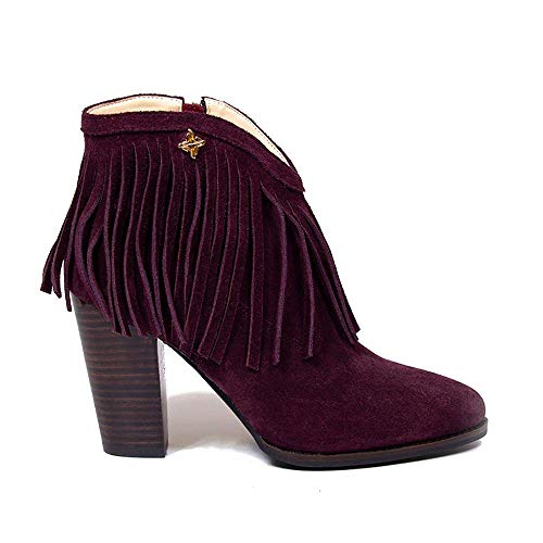 Nicole Mulberry - Botines de ante con flecos, color Morado, talla 39 EU