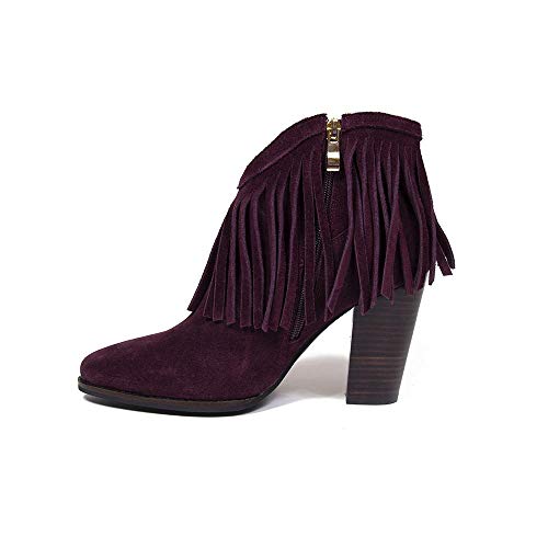 Nicole Mulberry - Botines de ante con flecos, color Morado, talla 39 EU