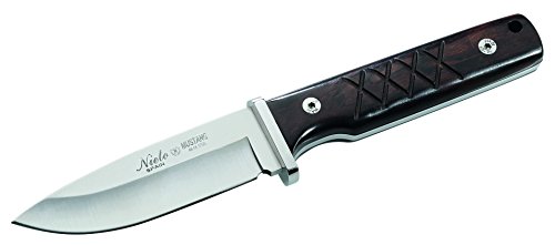 Nieto - Mustang cuchillos al aire libre, an.58 acero inoxidable apretones de palo de rosa, agujero de cuerda, envoltura de cuero