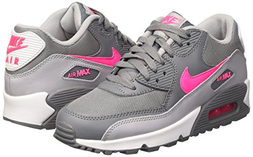 Nike Air MAX 90 Mesh (GS), Zapatillas de Running para Niñas, Gris/Rosa/Gris/Blanco (Cl Grey/Hypr Pnk-WLF Gry-White), 37 1/2 EU