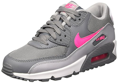 Nike Air MAX 90 Mesh (GS), Zapatillas de Running para Niñas, Gris/Rosa/Gris/Blanco (Cl Grey/Hypr Pnk-WLF Gry-White), 37 1/2 EU