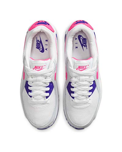 Nike Air Max 90 - Zapatillas deportivas para mujer, Mujer, Blanco Rosa Púrpura, 40.5 EU